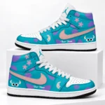 Monsters Inc Sulley Teal Purple Pink Floral AJ1 High Top Shoes for Disney Fans 1