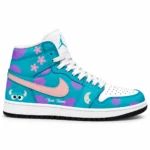 Monsters Inc Sulley Teal Purple Pink Floral AJ1 High Top Shoes for Disney Fans 1