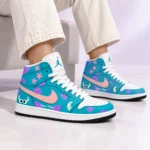 Monsters Inc Sulley Teal Purple Pink Floral AJ1 High Top Shoes for Disney Fans 1