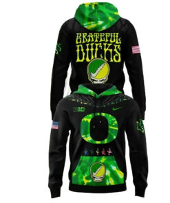 Oregon Ducks x Grateful Dead 2026 Black Hoodie for College Football and Grateful Dead Fans