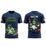 Seattle Seahawks x Halloween Night 2026 Navy Graphic Shirt for Football Fans