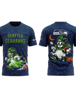 Seattle Seahawks x Halloween Night 2026 Navy Graphic Shirt for Football Fans