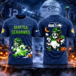 Seattle Seahawks x Halloween Night 2026 Navy Graphic Shirt for Football Fans