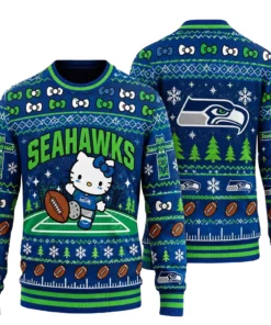 Seattle Seahawks x Hello Kitty 2026 Ugly Christmas Sweater